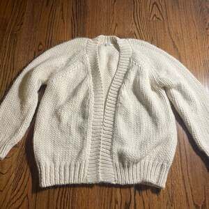 Calme Chunky Knit Alpaca Wool Cardigan Sweater Cream Size M